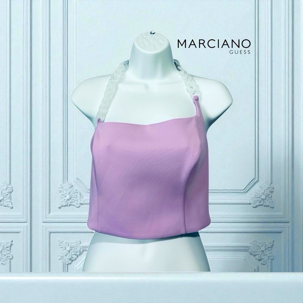 Marciano for Guess, Lilac Bustier Crop Top With Chain, Small